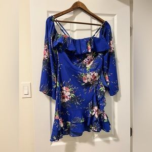 Blue floral dress - S